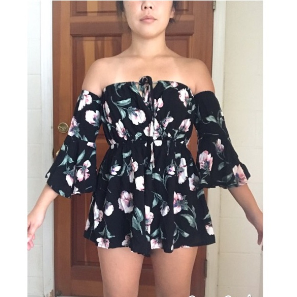 Black floral Romper